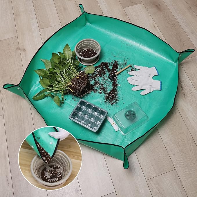 81GxbNC9ReL._AC_SX679_ Tappetino Pieghevole Impermeabile 100×100 cm – Ideale per Trapianti, Rinvaso e Cura Piante Senza Sporcare